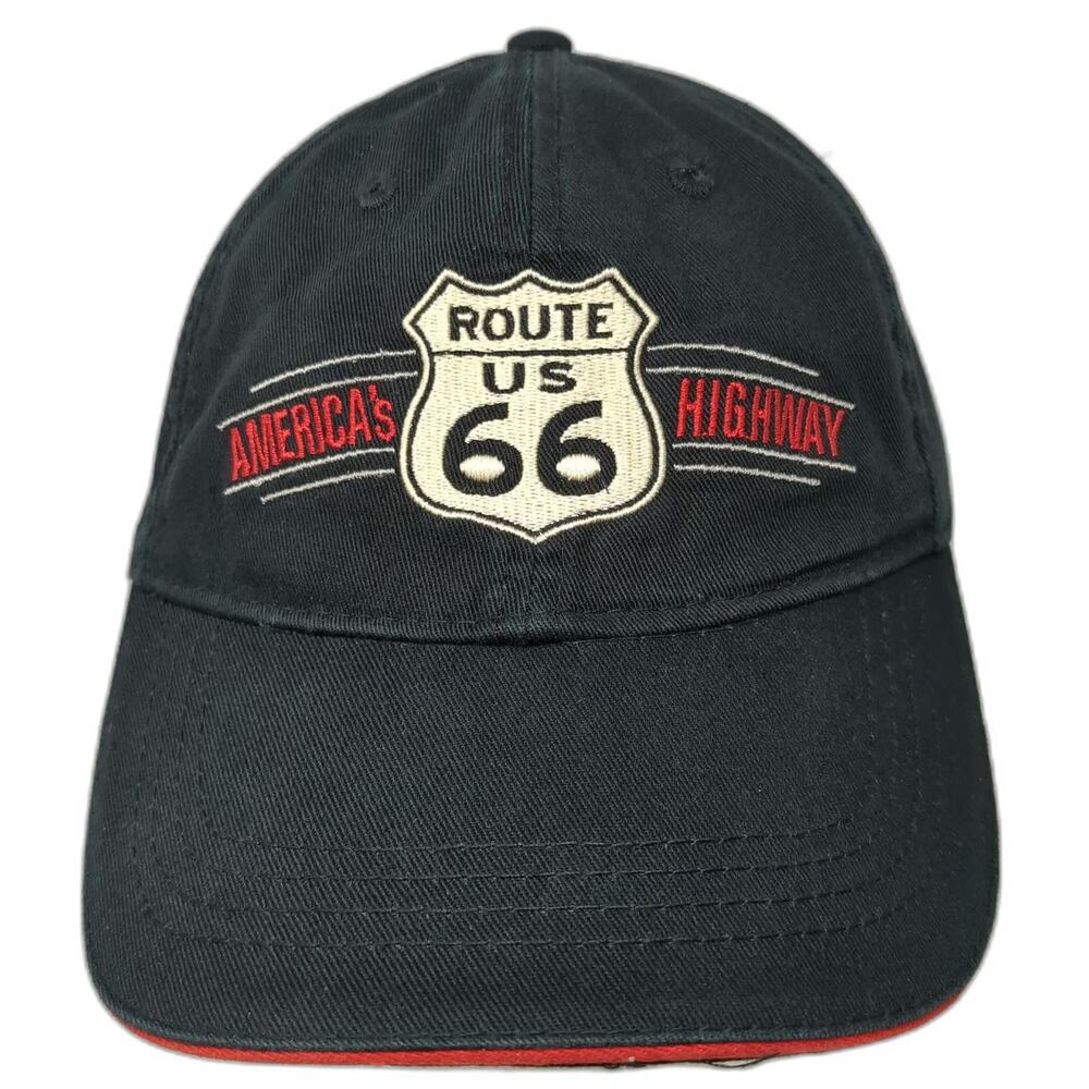 Open Road Route 66 America's Highway Baseball Cap Black One Size Strapback Hat